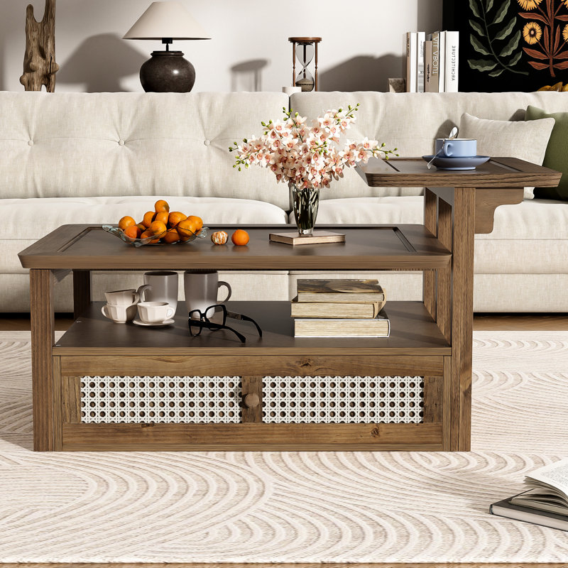 Chic Coffee Table With And Modern Touch Stylish Practical Storage Options, Dark Brown