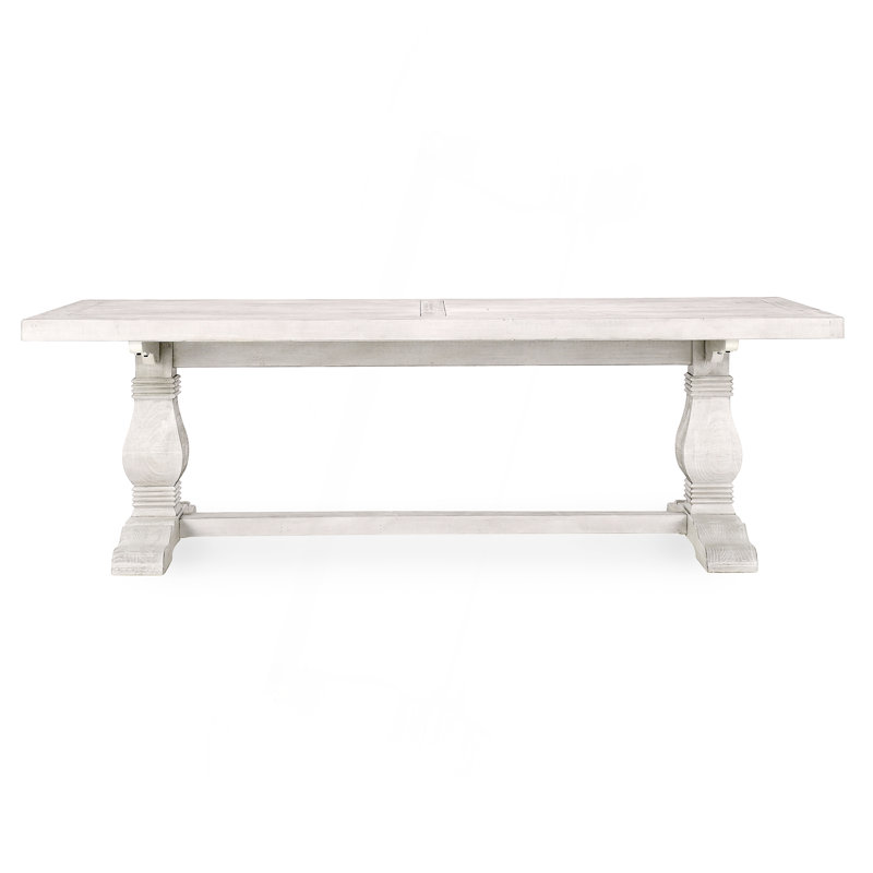 Caleb 94" Dining Table Distressed Ivory, 30"H x 39"L x 94"W, Antique White
