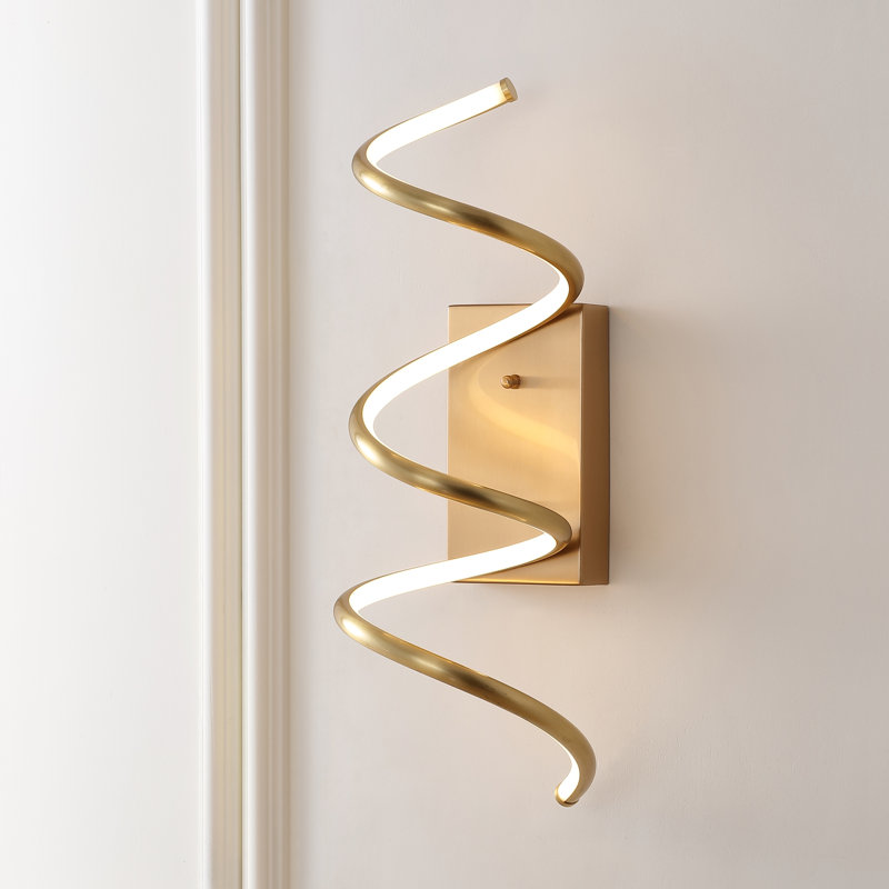 Senduk Scribble Modern Metal Integrated LED Vanity Light Sconce, Gold
