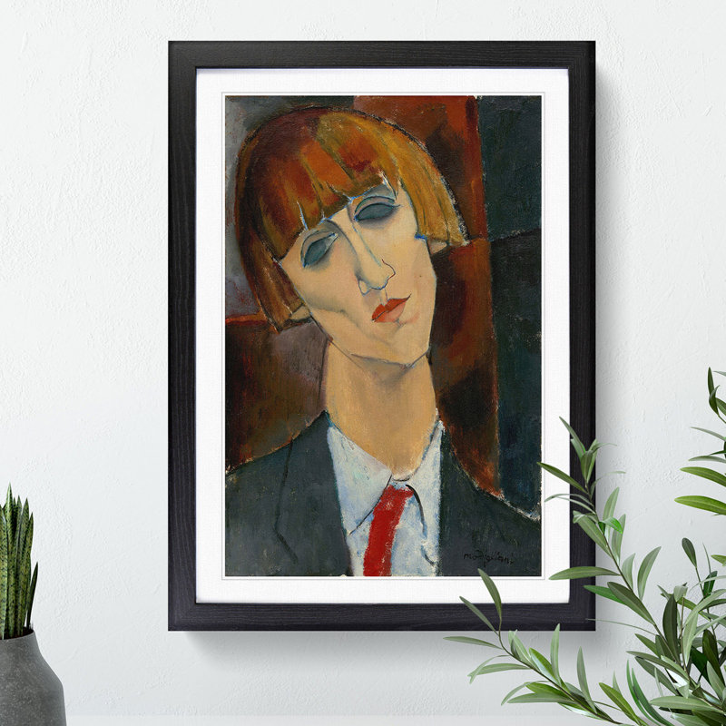 Madame Kisling by Amedeo Modigliani - Picture Frame Painting, Walnut Framed, 36cm H x 27cm W x 2cm D