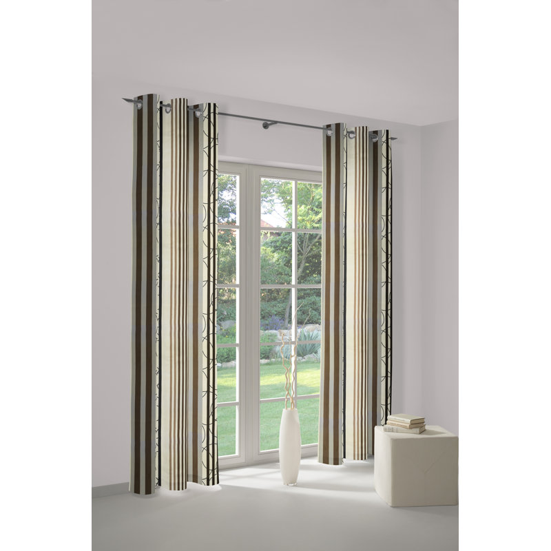 Peachey Synthetic Eyelet single Curtain Panel, opaque, 130cm Width x 150cm Drop, Brown