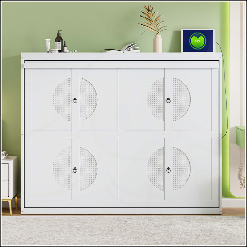 Lit escamotable double pleine grandeur, Grand, Blanc
