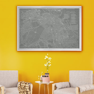 Carte de la ville de Boston - reproduction d'art sur toile