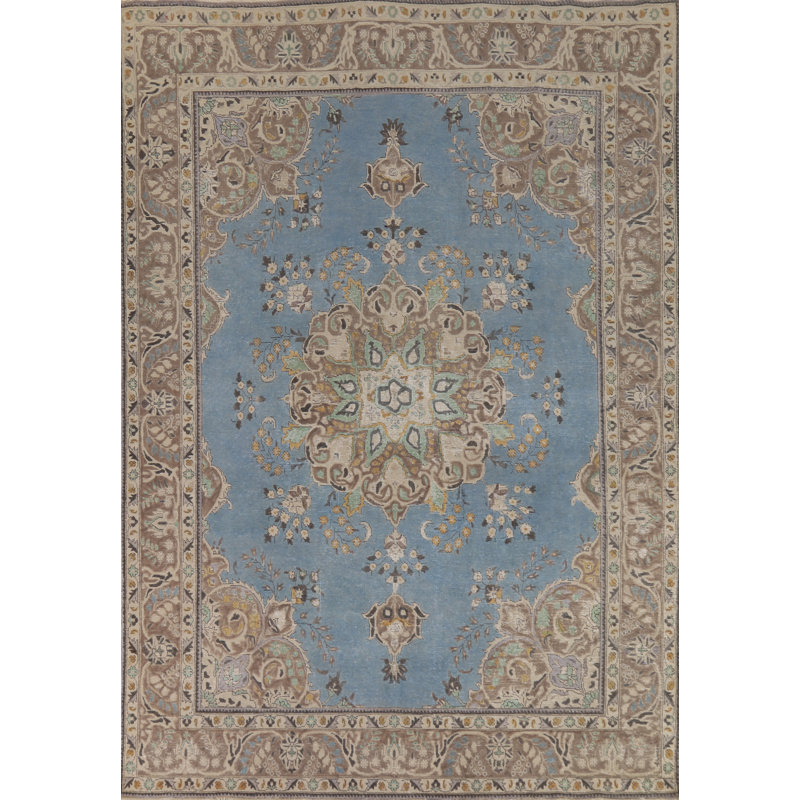 Tapis bleu fait à la main 8 x 11 po