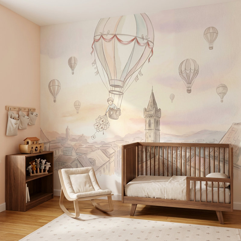 Papier peint montgolfière amovible, 160 po x 108 po, Peler et coller