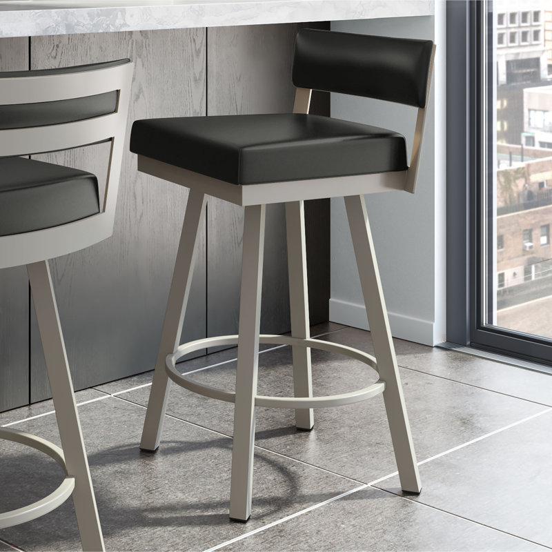 Tabouret de bar et de comptoir pivotant Lowndesboro, Gris clair mat, Noir, Tabouret de comptoir (siège d'une hauteur de 26,7