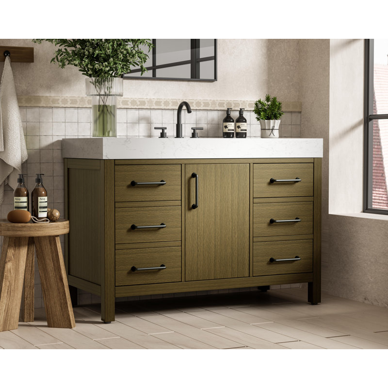 Meuble-lavabo simple 48 po_Traditional_VF60648, Brun châtaigne