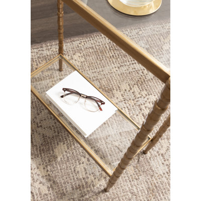 Prisha Rectangle Glass Narrow Side Table