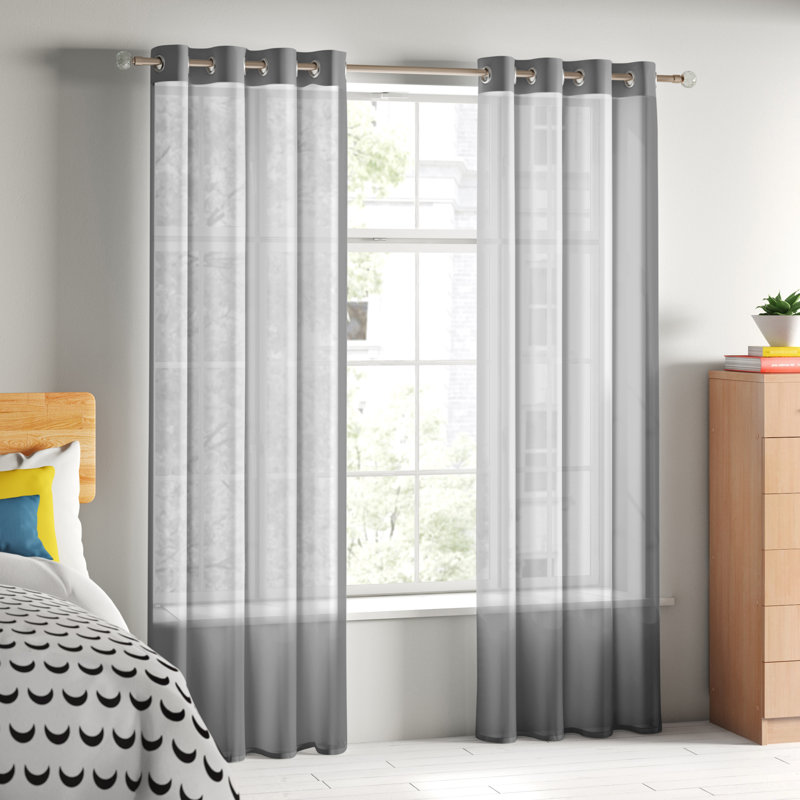 Jamie Eyelet Sheer Voile Curtain Panel, 144cm Width x 228cm Drop, Silver