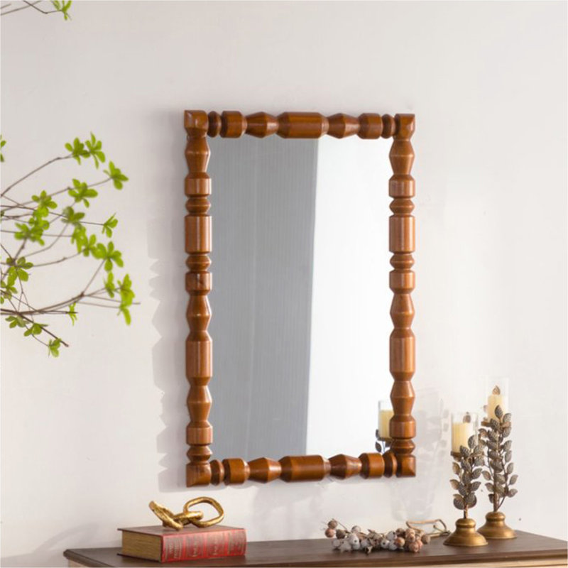 Miroir mural rétro en bois sculpté, cadre de colonne décoratif pour décor rétro