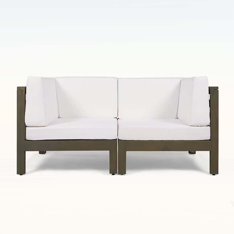 Canapé modulaire pour l'extérieur, pour la décoration de patio, White Fabric, Light Grey