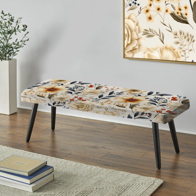 Harmony Of Summer Flowers - Banc rembourré floral noir