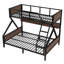 Lit superposé simple au-dessus de grand lit simple avec tablettes de rangement et lumières, lit superposé en métal pour adultes et adolescents, silencieux, cadre peu encombrant, sans sommier, noir