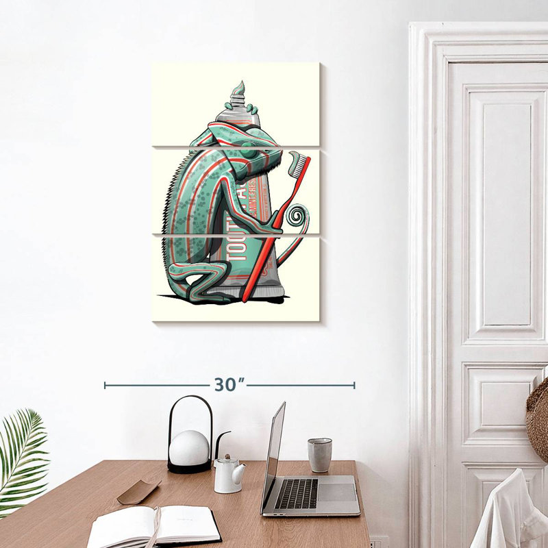 Ketti Chameleon Cleaning Teeth, 32" H x 20" W