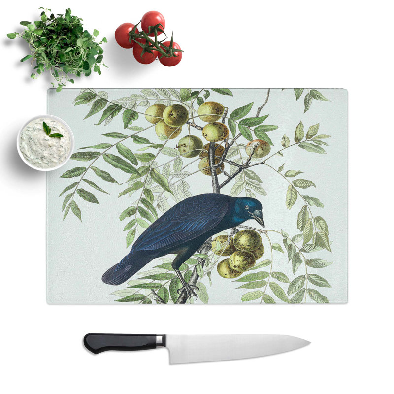 Tempered Glass American Crow Chopping Board, 28.5 cm W x 20 cm L