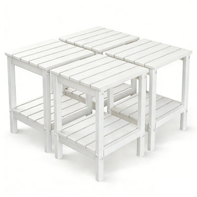  Ensemble de 4 tables d'appoint pour l'extérieur en PEHD 14 * 13 po à 2 niveaux
