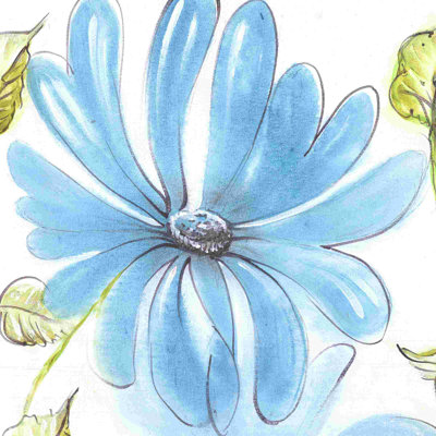 Marguerite bleue - peinture sur toile tendue