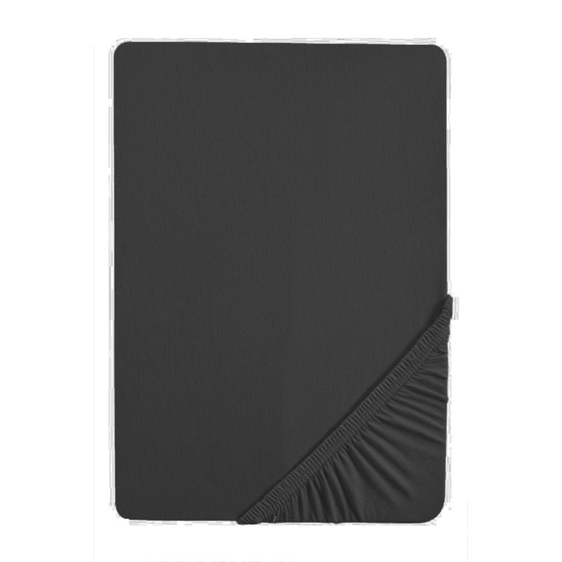 Cotton Blend Jersey Knit Fitted Sheet, 140-160 x 200-220 cm, Dark grey