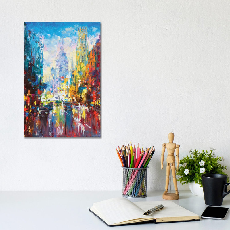Abstract Cityscape (London) by Andrej Ostapchuk - Wrapped Canvas Painting, 20.32 cm H x 30.48 cm W