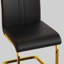 Chaises de salle à manger modernes, chaise d'appoint rembourrée en similicuir à haut dossier avec pieds en métal doré-114326754