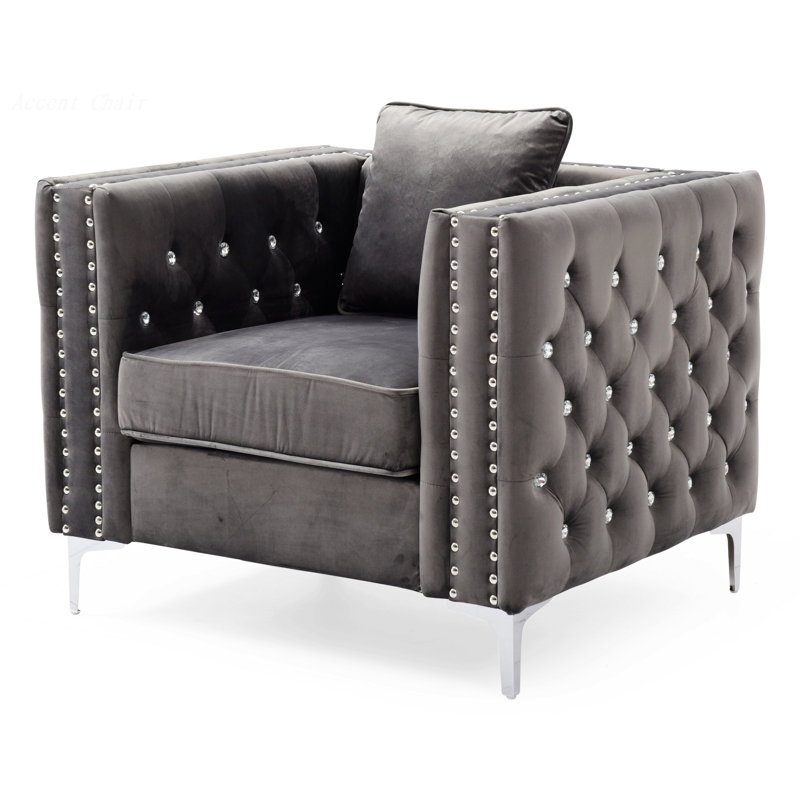 Chaise Gillian II, Velours gris velours