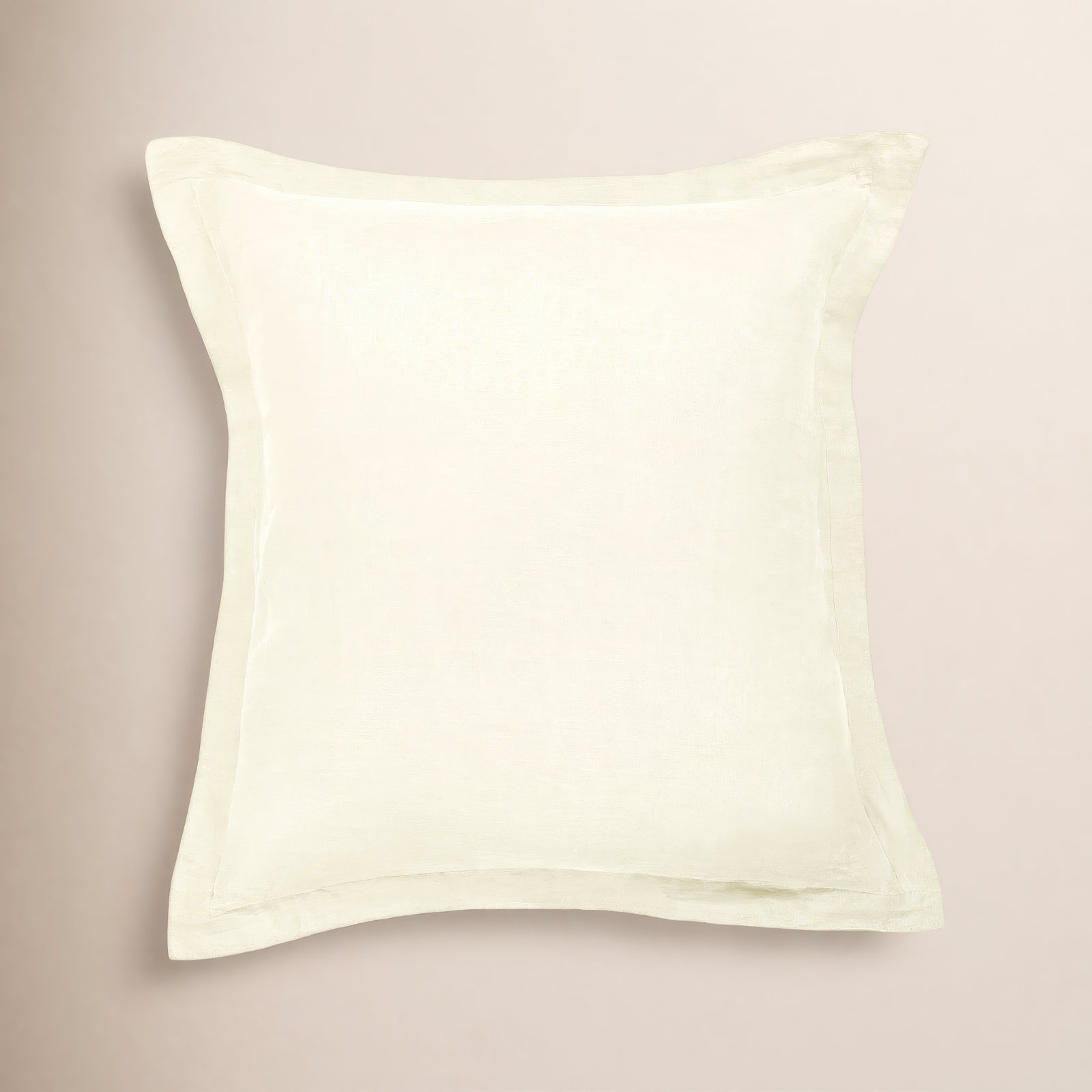 100% French Linen Flanged 26" X 26" Euro Sham, Cream