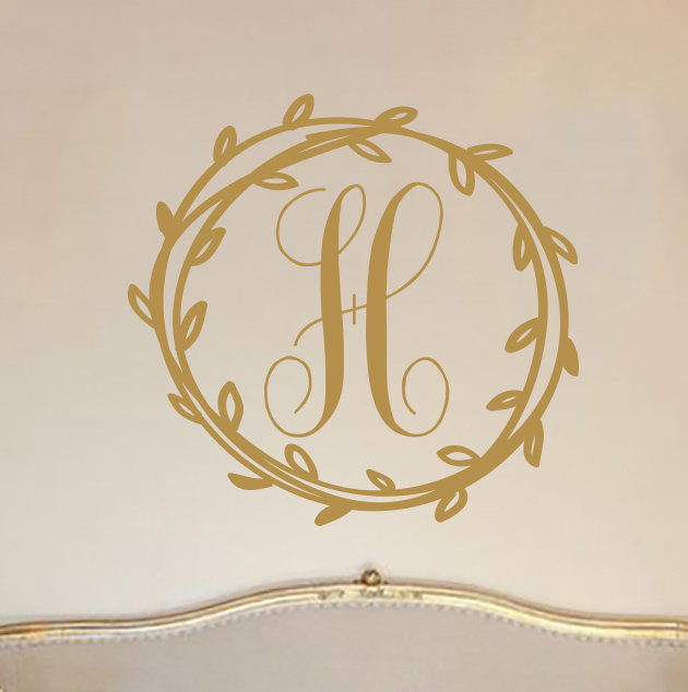 Décalcomanie murale monogramme initial Klar, Or, Oui