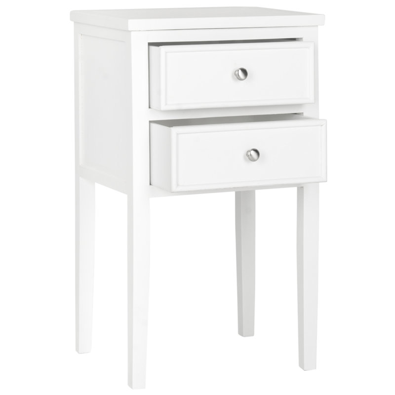 Table de bout à 2 tiroirs avec rangement Joanna, Blanc