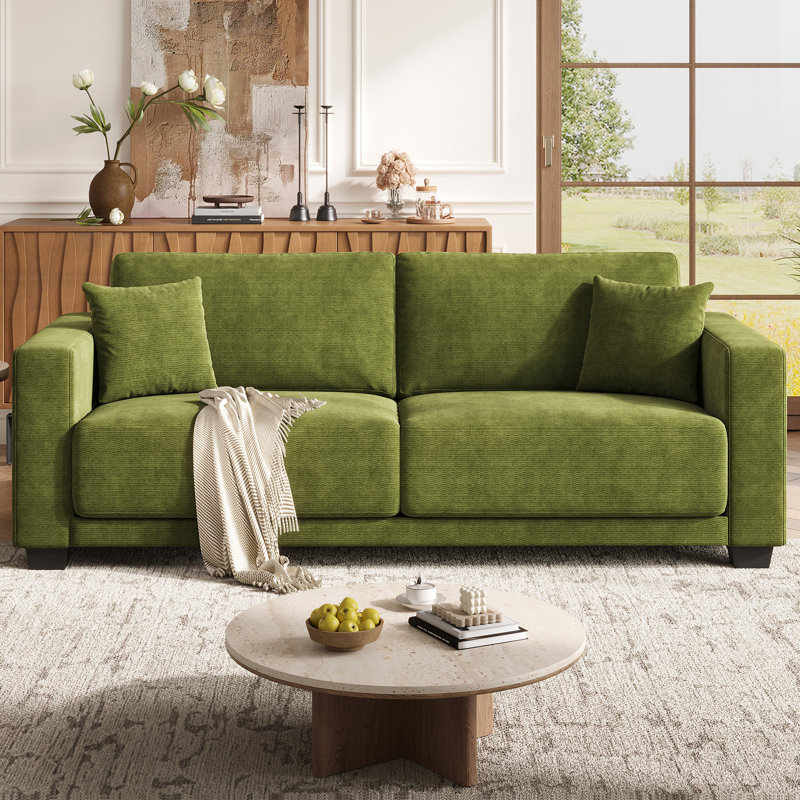 Canapé de 86 pouces avec sièges très profonds surdimensionnés de 86 pouces pour salon, Chenille vert mat