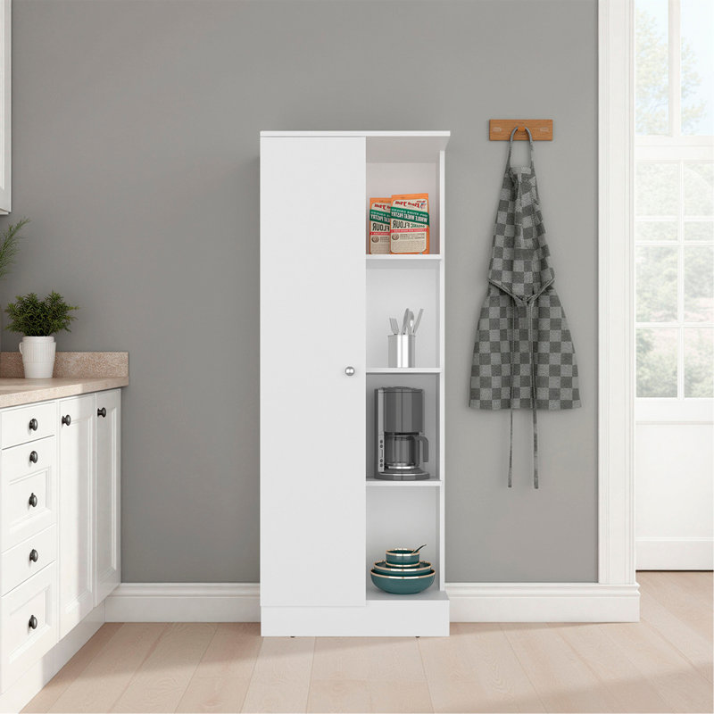Armoire de rangement de cuisine avec 3 tablettes et 2 compartiments fermés Rels, blanc