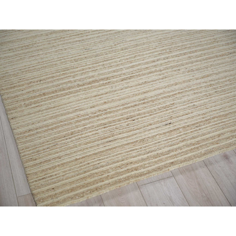 Elko Handmade Hand Loomed Beige Area Rug, Rectangle 2' x 3'
