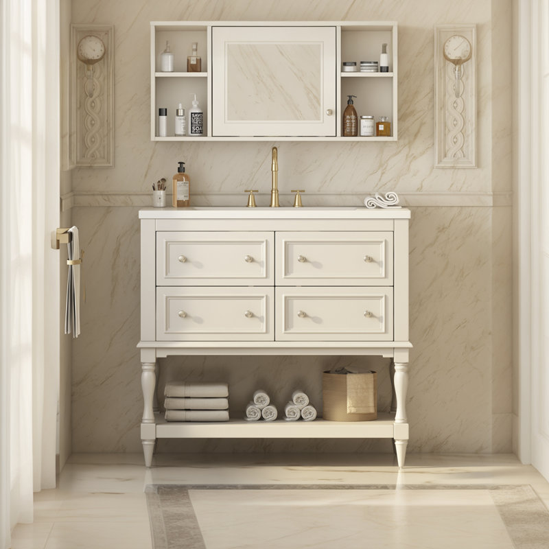 Ensemble de meuble-lavabo autoportant 36 po avec lavabo 36 po, Beige