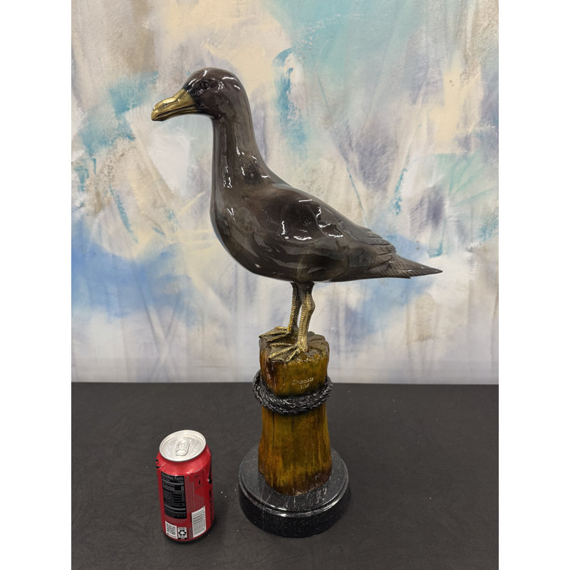 Sculptures & Beyond Bird on Tree Cast Bronze Sculpture – Lost-Wax Bronze with Hand-Applied Gray Patina on Black Marble Base – Nature & Garden Decorative Art for Home, Office, Garden & Outdoor Décor – Silver Harbor Watch – 22"H