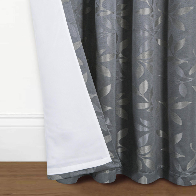 Aonghas Room Darkening Curtain Pair, Grey, 114cm Width x 137cm Drop