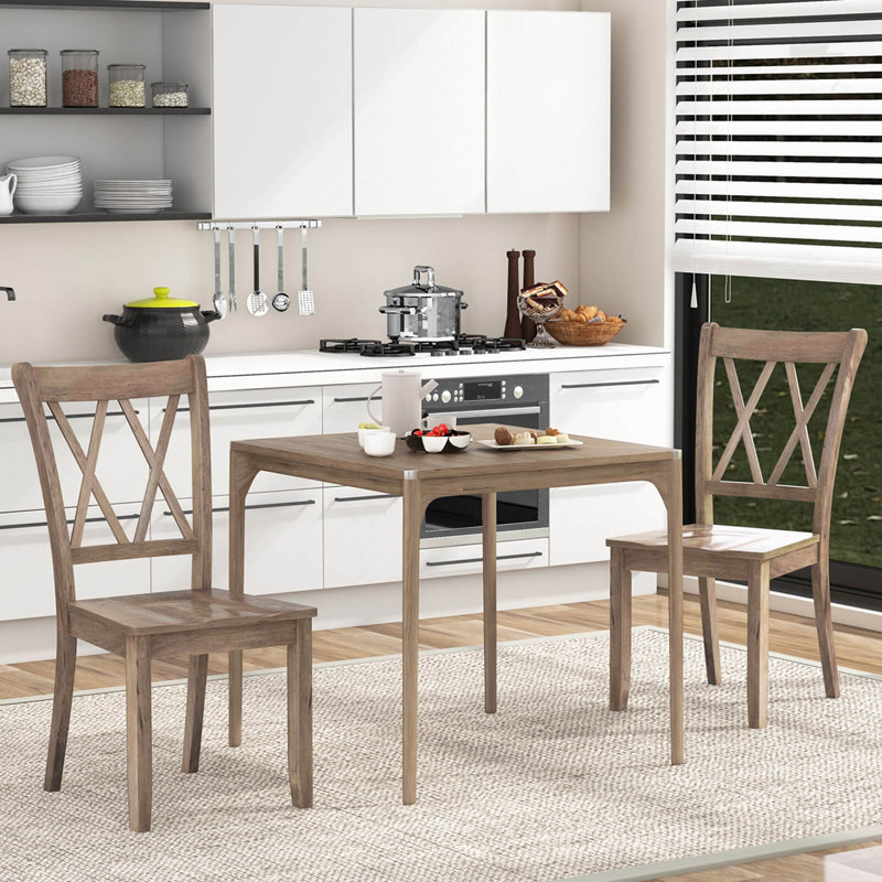 Chaises de salle à manger en bois avec structure ergonomique en bois d'hévéa et dossier haut, 2