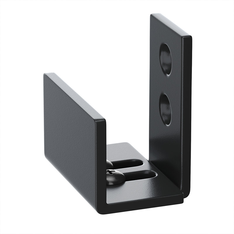 Adjustable U Shape Floor Guide Wall Mounted Sturdy Black Sliding Barn Door Hardware