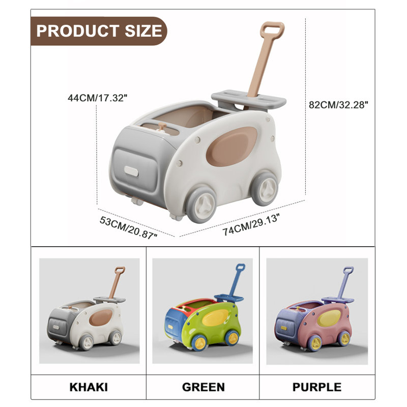 Green and Yellow Plastic Push Pull Ride-On Car