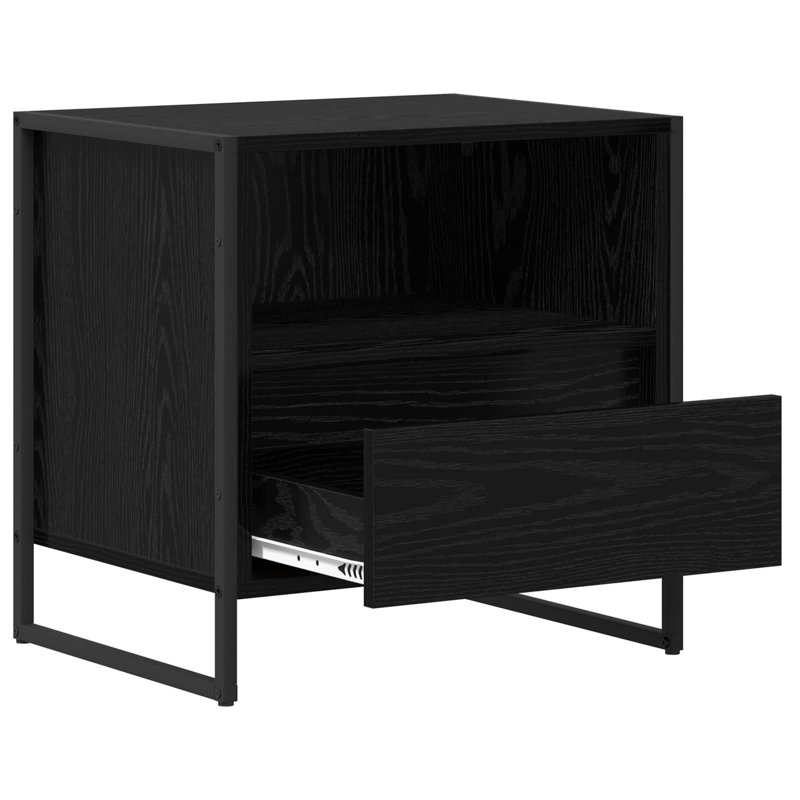 50cm W Manufactured Wood Bedside Table, Black Oak
