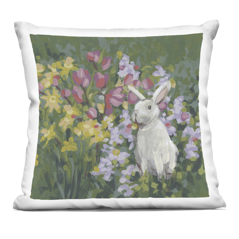 Coussin Botanical Bliss Bunny, imprimé par June Erica Vess, 18 x 7 x 18, Lapin vert 2