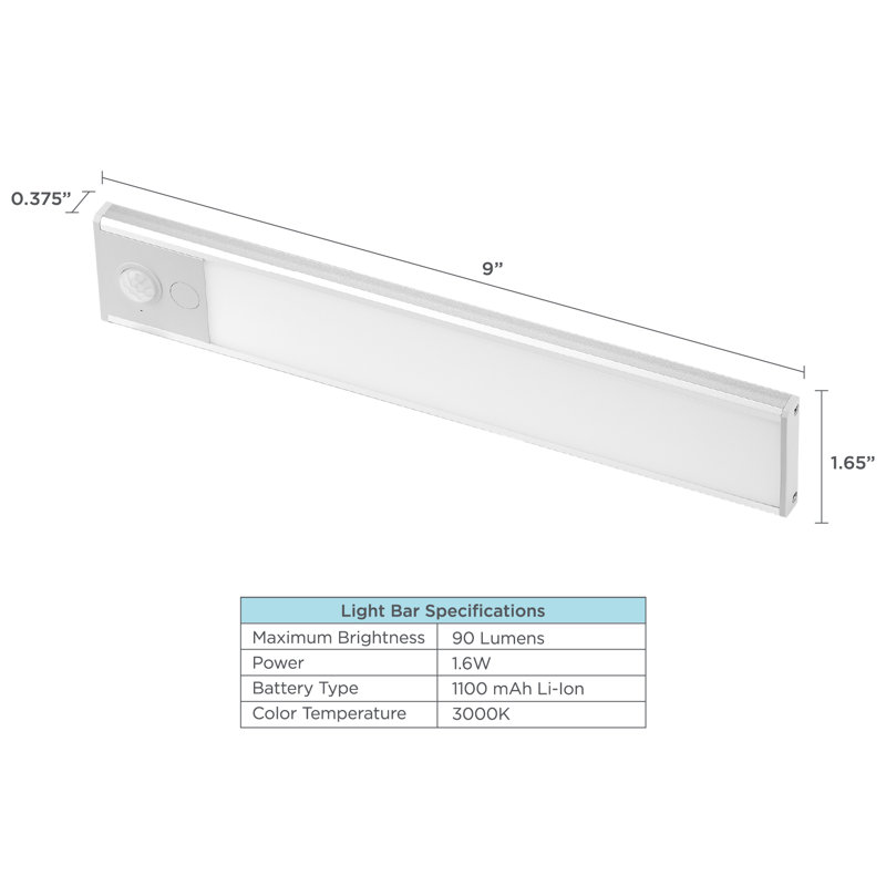 Barre lumineuse DEL sous l'armoire 9 po