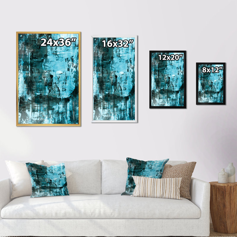 Art abstrait bleu, art abstrait bleu, Black Floater Frame