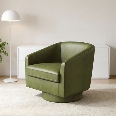 Fauteuil d'appoint pivotant, fauteuil demi-tonneau en tissu pour le salon, accoudoir courbé en tonneau moderne rembourré, lin