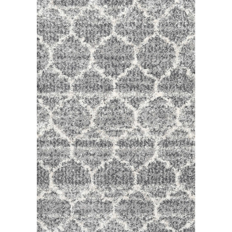 Tapis de zone gris en laine touffeté à la main Jase
