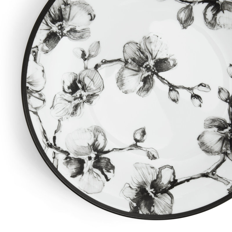 Black Orchid Handmade Porcelain Salad/Dessert Plate