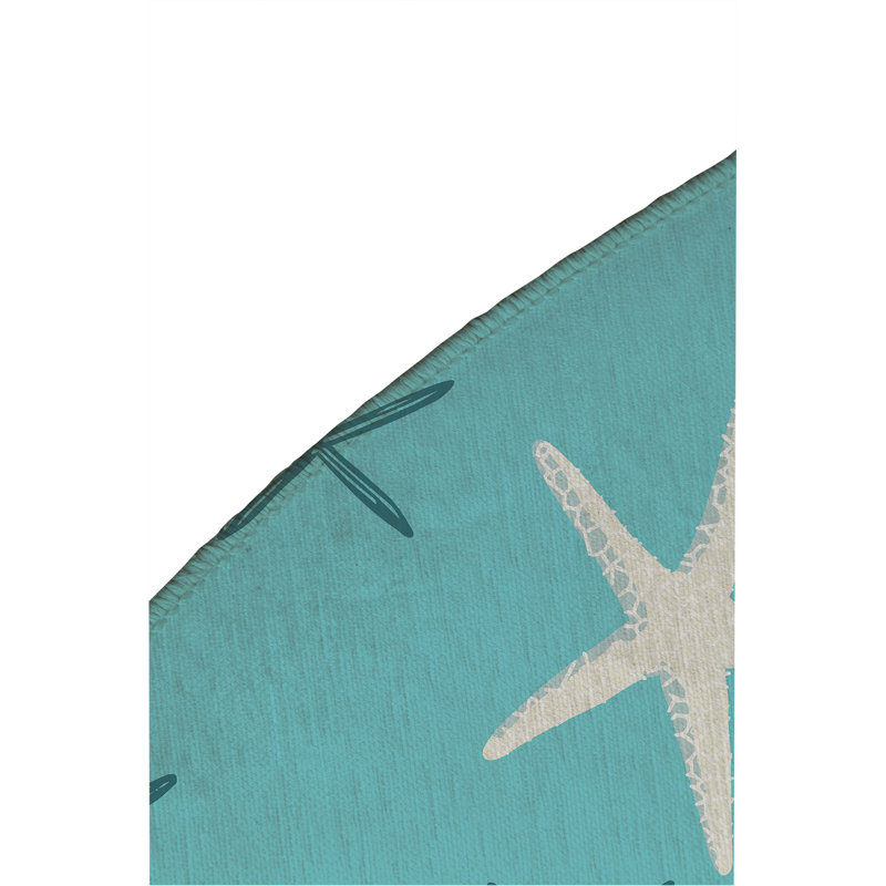 Tapis d'extérieur Starfish, Bleu, Rond 5 pi