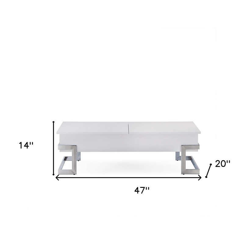 Table basse à plateau relevable en bois et métal 47 po Gracie Mills, Blanc/Noir