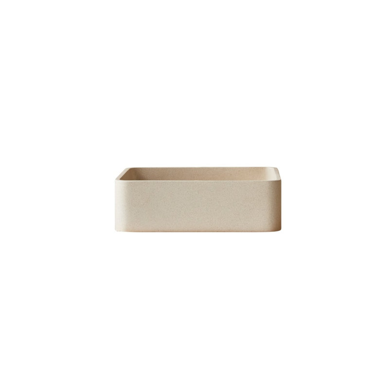 Thais Square Black Terrazzo Bathroom Sink, Cream