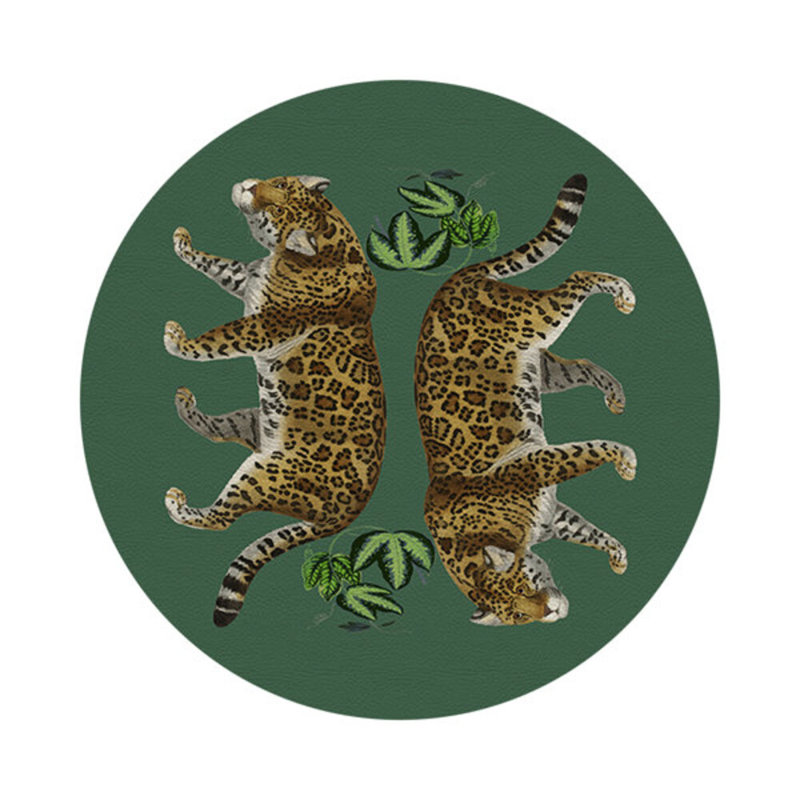 Leopard Seeing Double Pebble 16" Vinyl Placemat, Evergreen