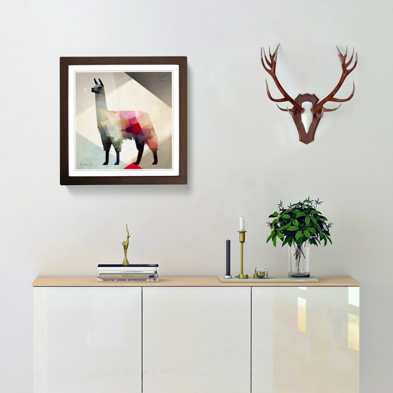 Llama Suprematism No.2 - Framed Print, Walnut
