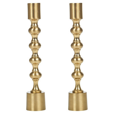 2 Piece Metal Fireplace Candlestick Set